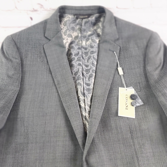 Cosani Men's 44L Black Wool Mini Herringbone Single Breasted Sports Jacket NEW - Picture 6 of 16